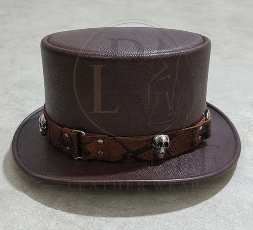 Brown leather steampunk top - steampunk,