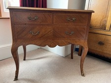 Antique French Style Chest - Veneered With Brass Handles And Foot Clasps