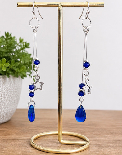 Blue glass teardrop star - blue, &