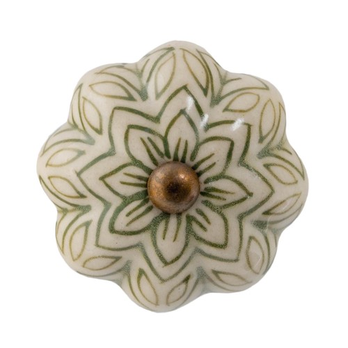Floral ceramic cabinet knob - ceramic,