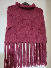 Knit Poncho Bordo colour Size