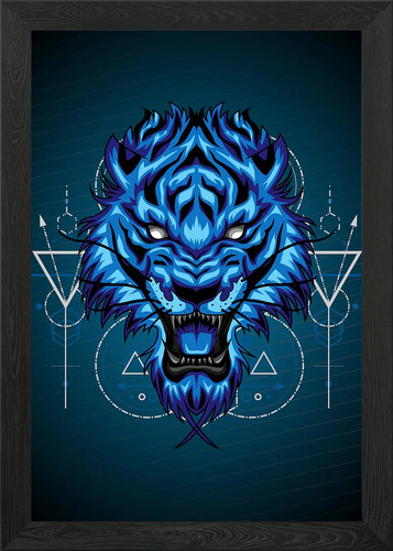 Tiger head retro - framed, wall