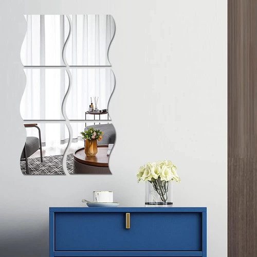 Glass mirror tiles wall - 6x,