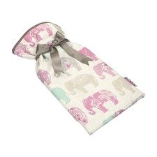 The Wheatbag Company Pink Elephants Print Padded Cotton 2L Hot Water Bottle