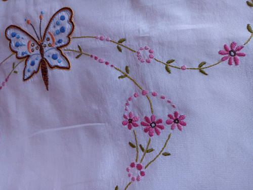 Vintage pink hand embroidered - vintage,