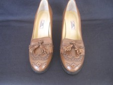 Ladies HB ESPANA Unworn Tan Leather Brogues With Tassels. Heel 3" Size 5.5 UK.