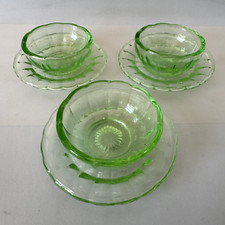 3x Vintage Green Depression