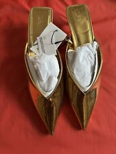 Zara METALLIC HIGH-HEEL MULES Gold colour Size UK 5  EUR 38