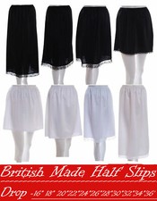 Ladies Black Ivory & white waist Half Slips underskirt petticoat Lengths 16"-36"