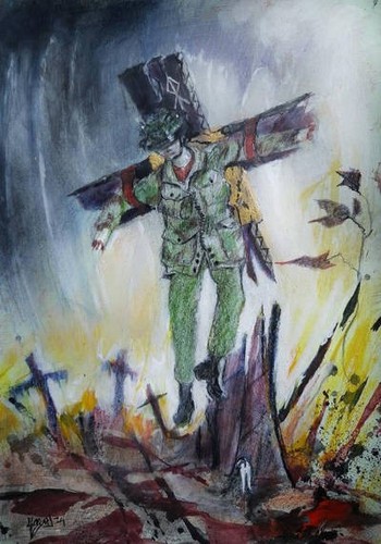 Lion torn original acrylic - original,