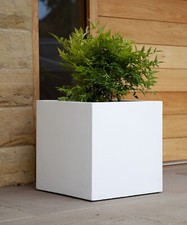 50cm white modern cube - cube, patio