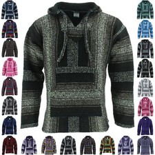 Mexican Baja Hoodie Hoody Jerga Rug Jumper Siesta Surf Hippy Baha Pullover