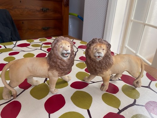Pair ceramic lions - of,
