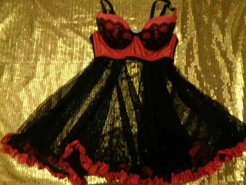 Ann summers red black babydoll - ann,