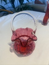 Fenton Cranberry Glass Basket