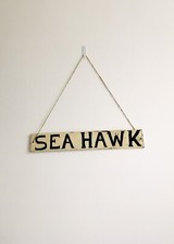 Vintage wooden boat sign with original paint work. Original boat name board.