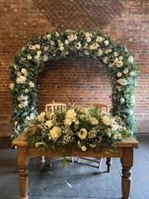 Floral Wedding Arch Decor Green and White Artificial Flowers