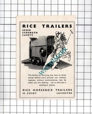 Rice Horsebox Trailers Leicester Small Advert - 1957  Clipping
