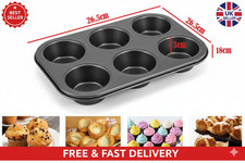 NON STICK 6 CUPCAKE BAKING PAN TRAY TIN CUP CAKES YORKSHIRE PUDDING MUFFIN BUN