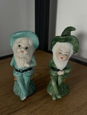 Vintage Leprechaun Elf Gnome Figurines X 2 Irish Luck St Patricks Day Ornament