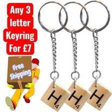 Scrabble letter keyring Gift choose A TO Z different keychains for selection p&p