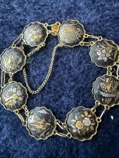 Antique Japanese Damascene Bracelet-double Sided .gold Inlay 