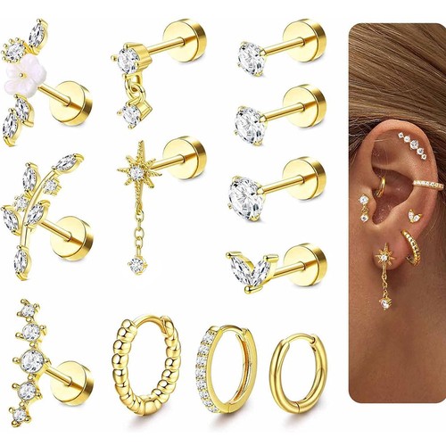 12pcs helix piercing jewellery - helix,