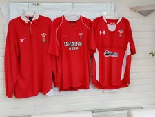 3 WRU Wales Rugby Union Tops 1 Long Sleeve 2 Short Sleeves Various Conditions XL