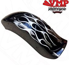 Project Bobber Chopper Custom Motorcycle Rear Fender Mudguard Black Flames Wide