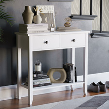 Console Table 2 Drawer White Storage Wood Side Sofa Hallway Entrance Furniture