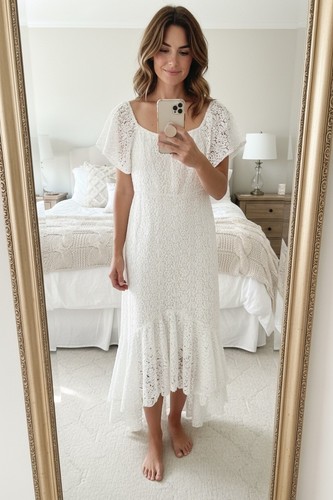 Zara ecru lace - midi, dress