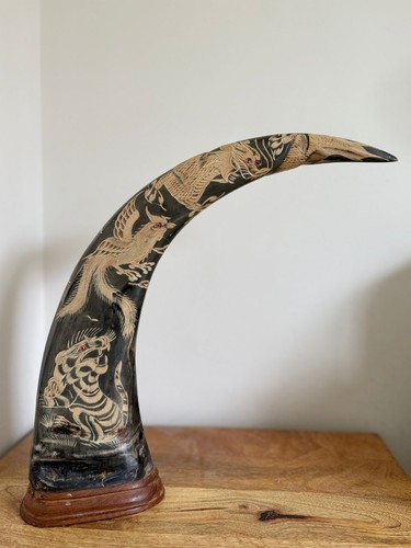 Hand carved water buffalo - carved,