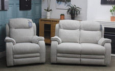 PARKER KNOLL BOSTON 2 SEATER SOFA & ELECTRIC CHAIR IN CALEDONIAN PEBBLE FABRIC