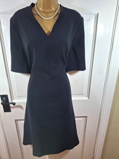 Stylish Hobbs London Navy Blue Lined Fit & Flare Dress, UK 16, New With Tag £149