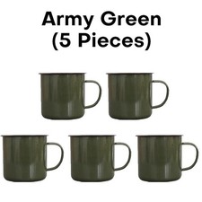 Set 5 Coloured Enamel Mugs