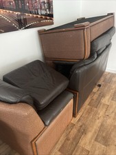 Brown Leather 3 Piece Suite