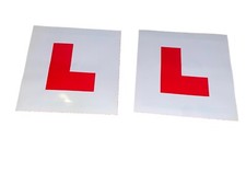 2 X UK Legal L Plates Self Adhesive Stick On Vinyl Weatherproof Learner Driver