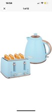HOMCOM Kettle and Toaster Set Defrost Reheat Crumb Tray Tan