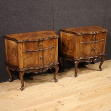 Pair of Venetian night stands furniture in wood bedside tables 20th century