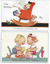 2 Comic Postcards by Mabel Lucie Attwell A Friendly Chat A Cup of Tea etc.