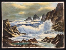 20th Century British School Oil On Board Seascape Painting. Signed