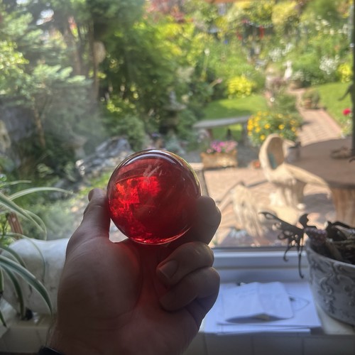 Heavy red art glass - art, sphere
