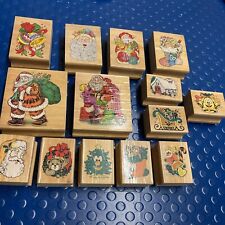 Wooden Craft Stamps Christmas x14 Unused Card Making Scrapbooking Paper