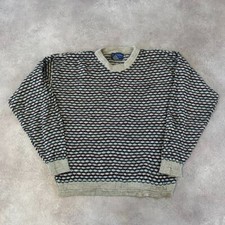Jantzen Knitted Jumper Mens Large Scandi Knit Icelandic Geometric Sweater Green