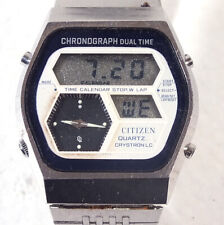 RARE Citizen 41-9010 Ana-Digital LCD Chronograph Dual Time Watch (G55)