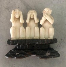 Three Wise Monkeys No see No hear No speak made from bones or ivory???
