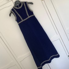 Vintage 1960's/1970's Jean Varon wool jersey maxi dress, XS, blue.