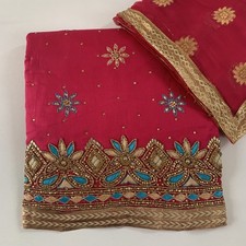 BRAND NEW Unstitched Suit Material Punjabi Pakistani Indian Salwar Kameez Pink