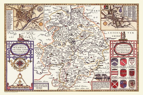 Old map warwickshire 1611 - map,