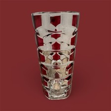 Vintage Luminarc Windsor Rubis Red Geometric Glass Vase 1970s J G DURAND France